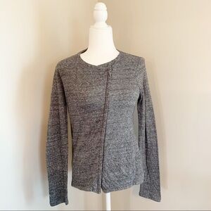 Eileen Fisher Women's Asymmetric Full Zip Moto Knit Sweater Jacket Gray XS